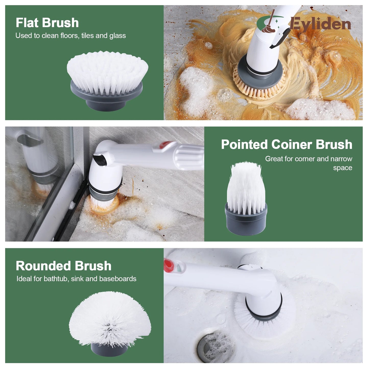Estropajo Eléctrico Giratorio Recargable Para Ducha Y Bañera - Cepillo De Limpieza Inalámbrico Con Cabezales Intercambiables