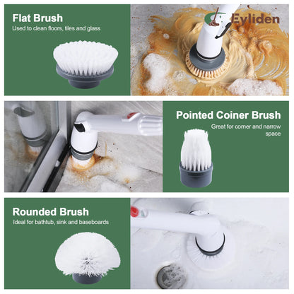 Estropajo Eléctrico Giratorio Recargable Para Ducha Y Bañera - Cepillo De Limpieza Inalámbrico Con Cabezales Intercambiables