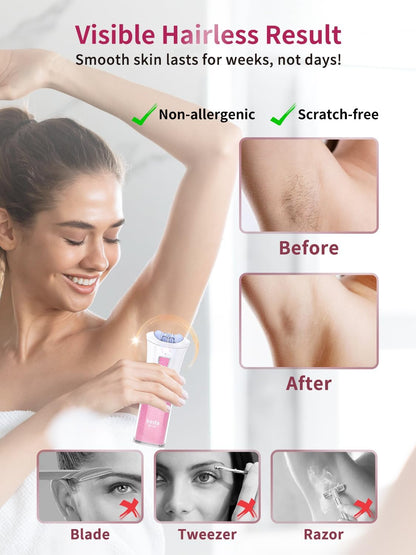 Depiladora Facial Mini Portátil Con Luz LED - Recargable, Para Rostro, Piernas Y Axilas