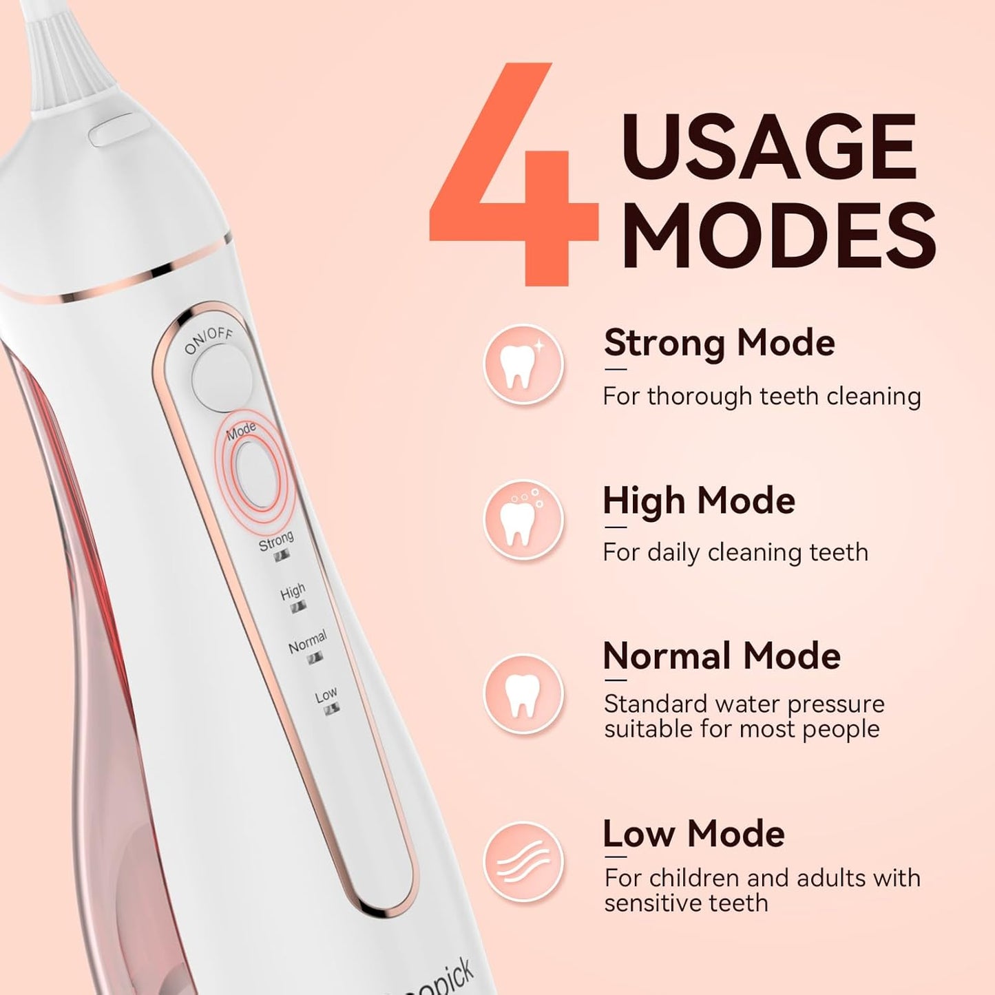 Irrigador Bucal Eléctrico Portátil Inalámbrico - Limpieza Dental Con Agua a Presión, Resistente Al Agua IPX7, Ideal Para Casa Y Viaje