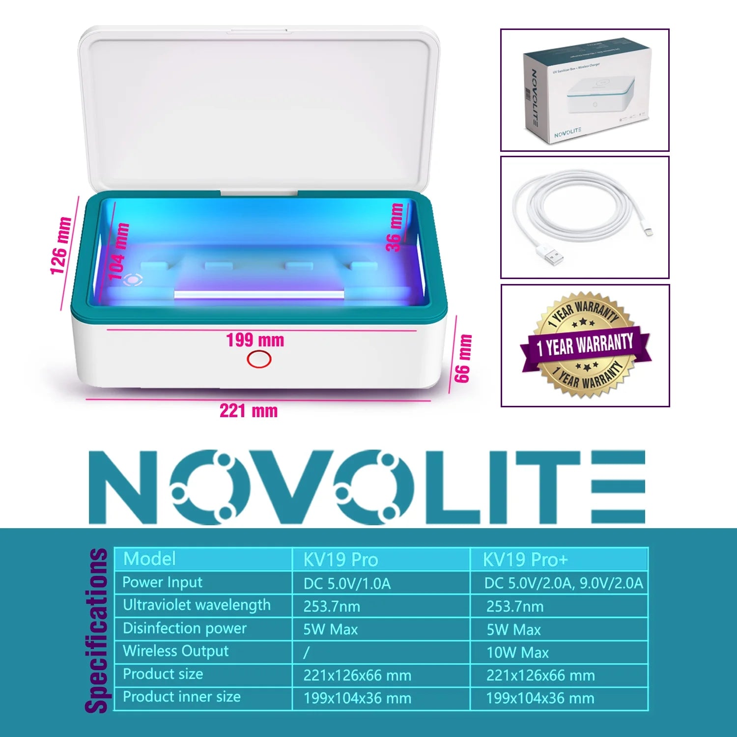Esterilizador UV Para Móvil  2 En 1 Con Cargador Inalámbrico - Elimina El 99.9% De Gérmenes