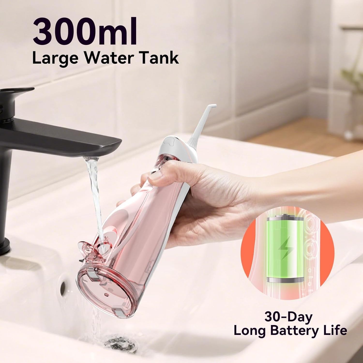 Irrigador Bucal Eléctrico Portátil Inalámbrico - Limpieza Dental Con Agua a Presión, Resistente Al Agua IPX7, Ideal Para Casa Y Viaje