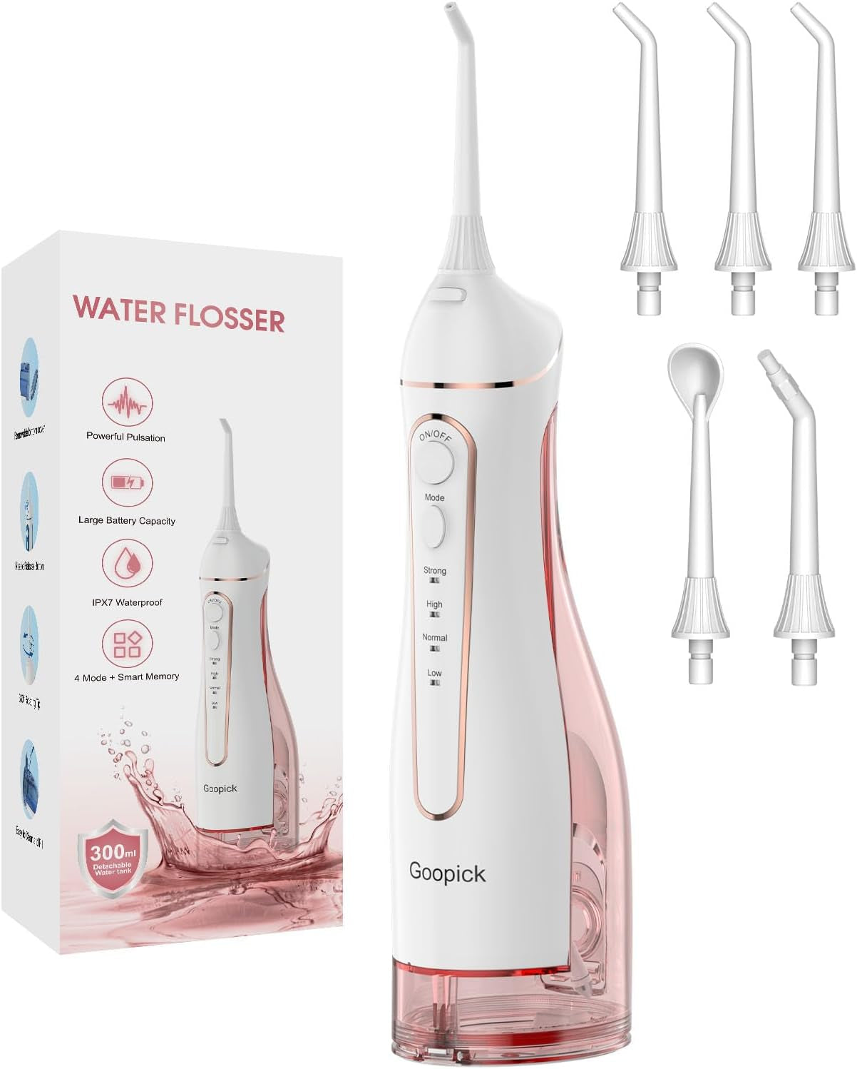 Irrigador Bucal Eléctrico Portátil Inalámbrico - Limpieza Dental Con Agua a Presión, Resistente Al Agua IPX7, Ideal Para Casa Y Viaje