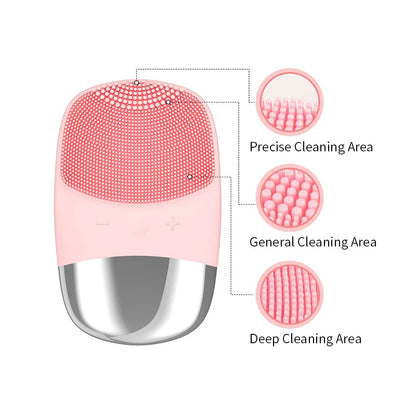 Cepillo Limpiador Facial Eléctrico De Silicona Sónico - Limpieza Profunda E Hidratación, Resistente Al Agua, Recargable