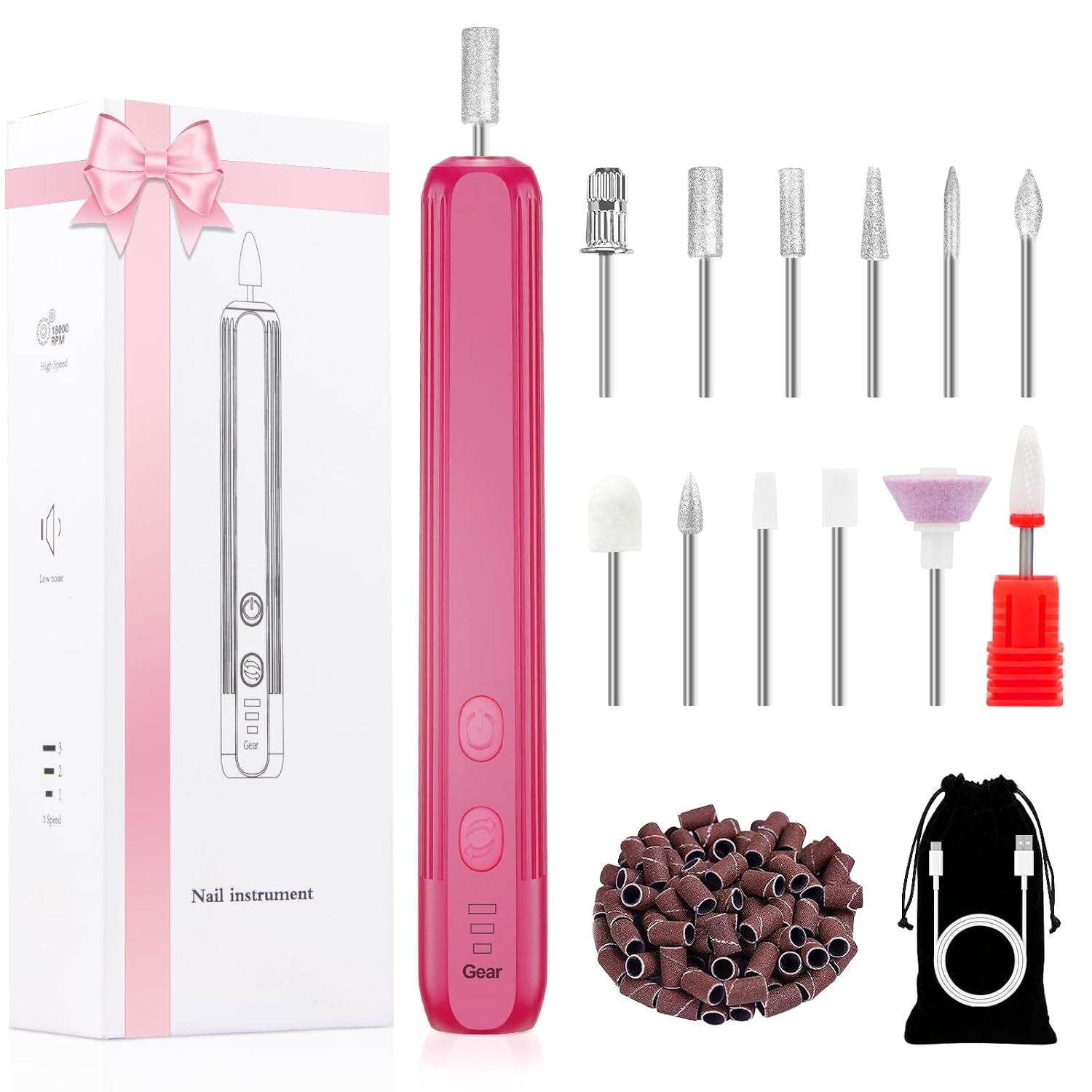 Kit De Manicura Y Pedicura Eléctrico Profesional - Lima De Uñas Inalámbrica Recargable, 3 Velocidades