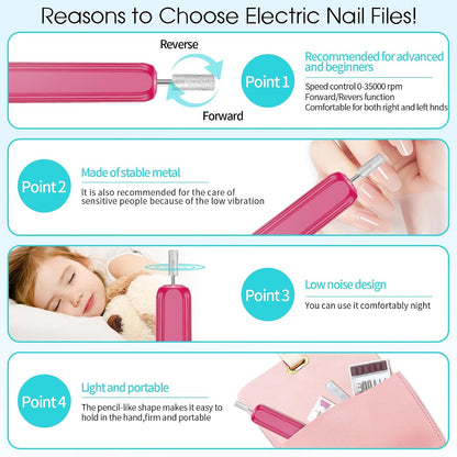 Kit De Manicura Y Pedicura Eléctrico Profesional - Lima De Uñas Inalámbrica Recargable, 3 Velocidades