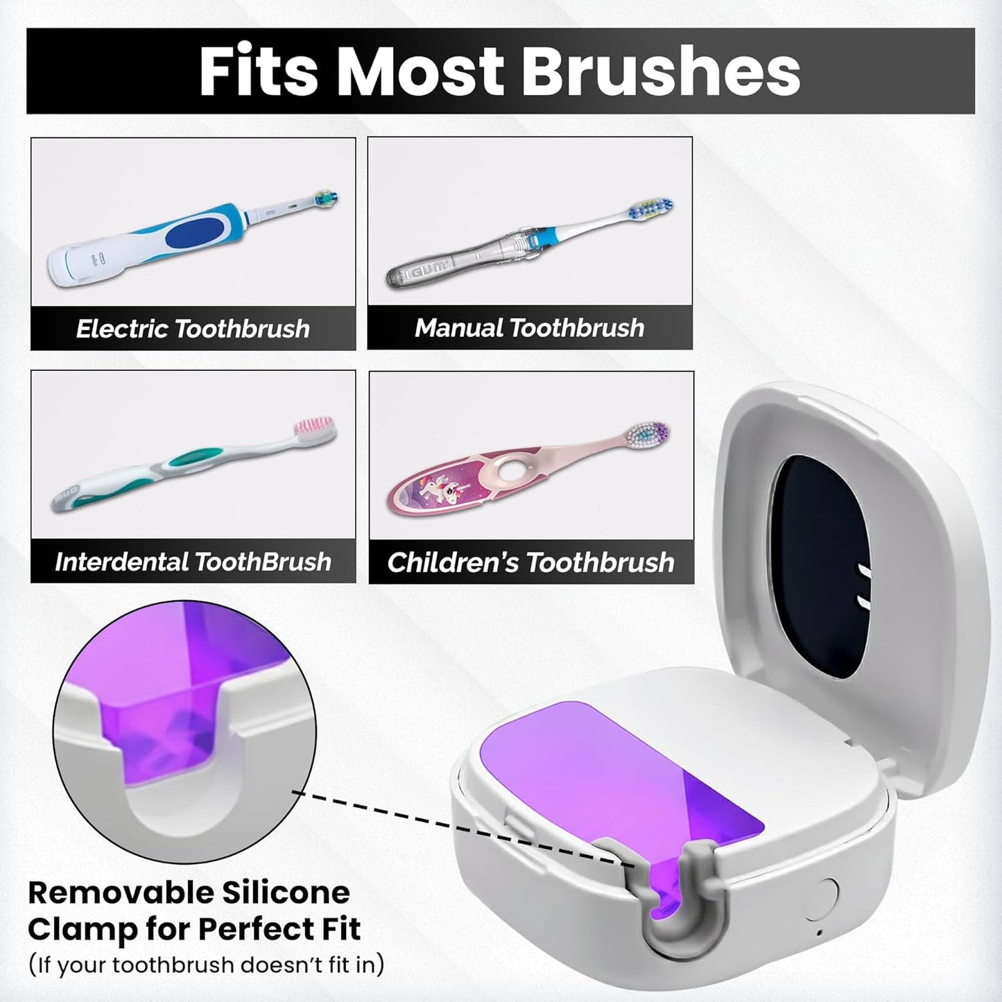 PureBrush UV Toothbrush Sanitizer & Holder - Kills 99.9% of Germs in 3 Minutes